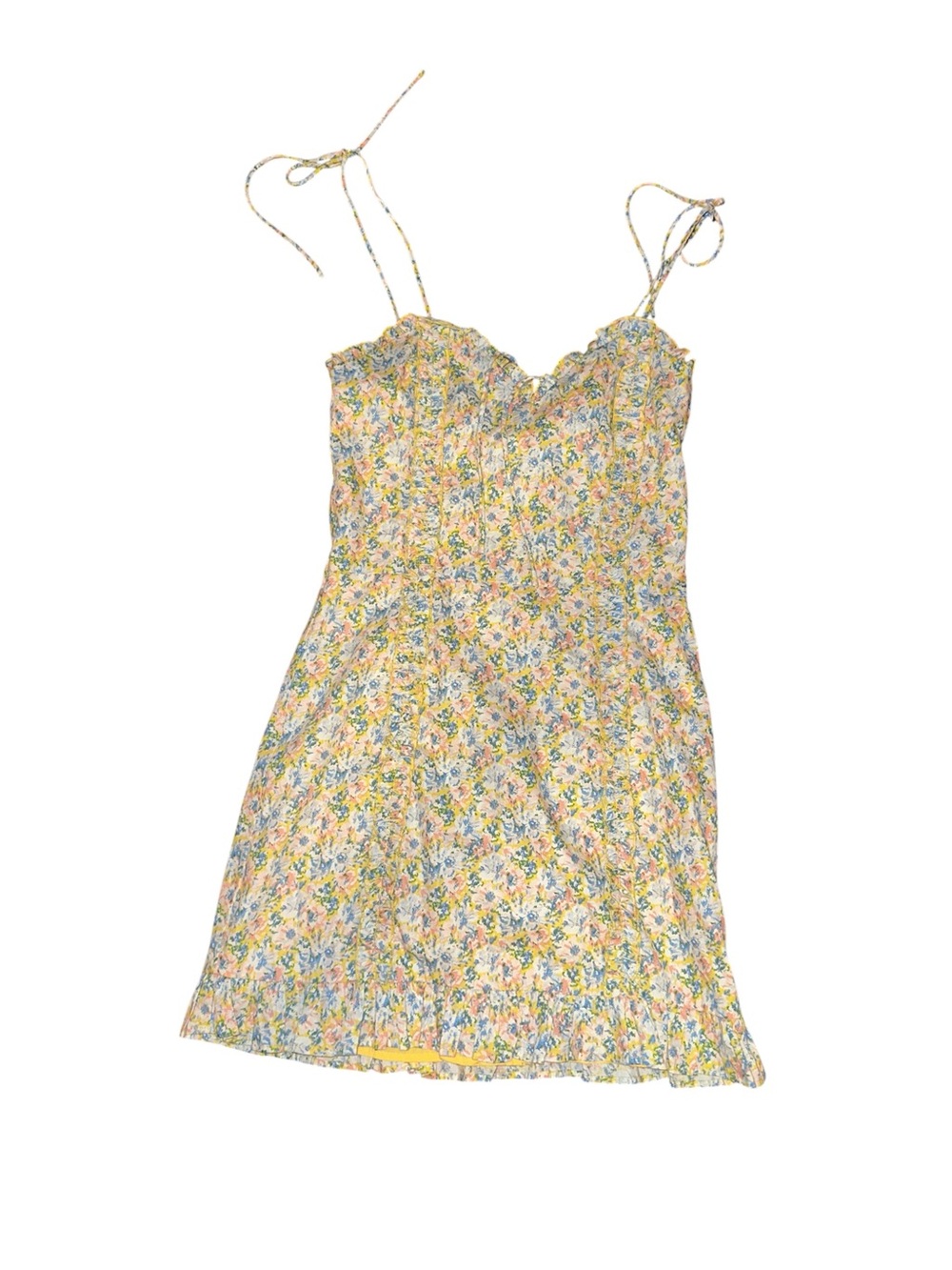 Hello Molly Yellow Floral Ruffle Mini Dress - Picture 4 of 6
